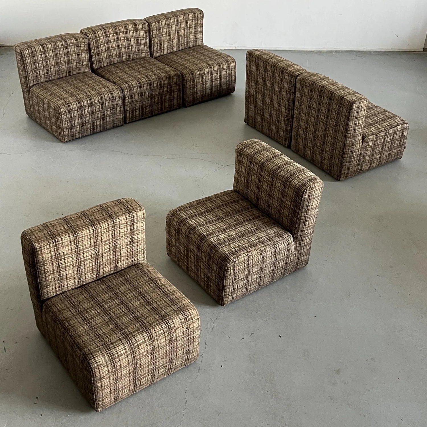 Mid-Century Modern Seven-Piece Modular Seating Set